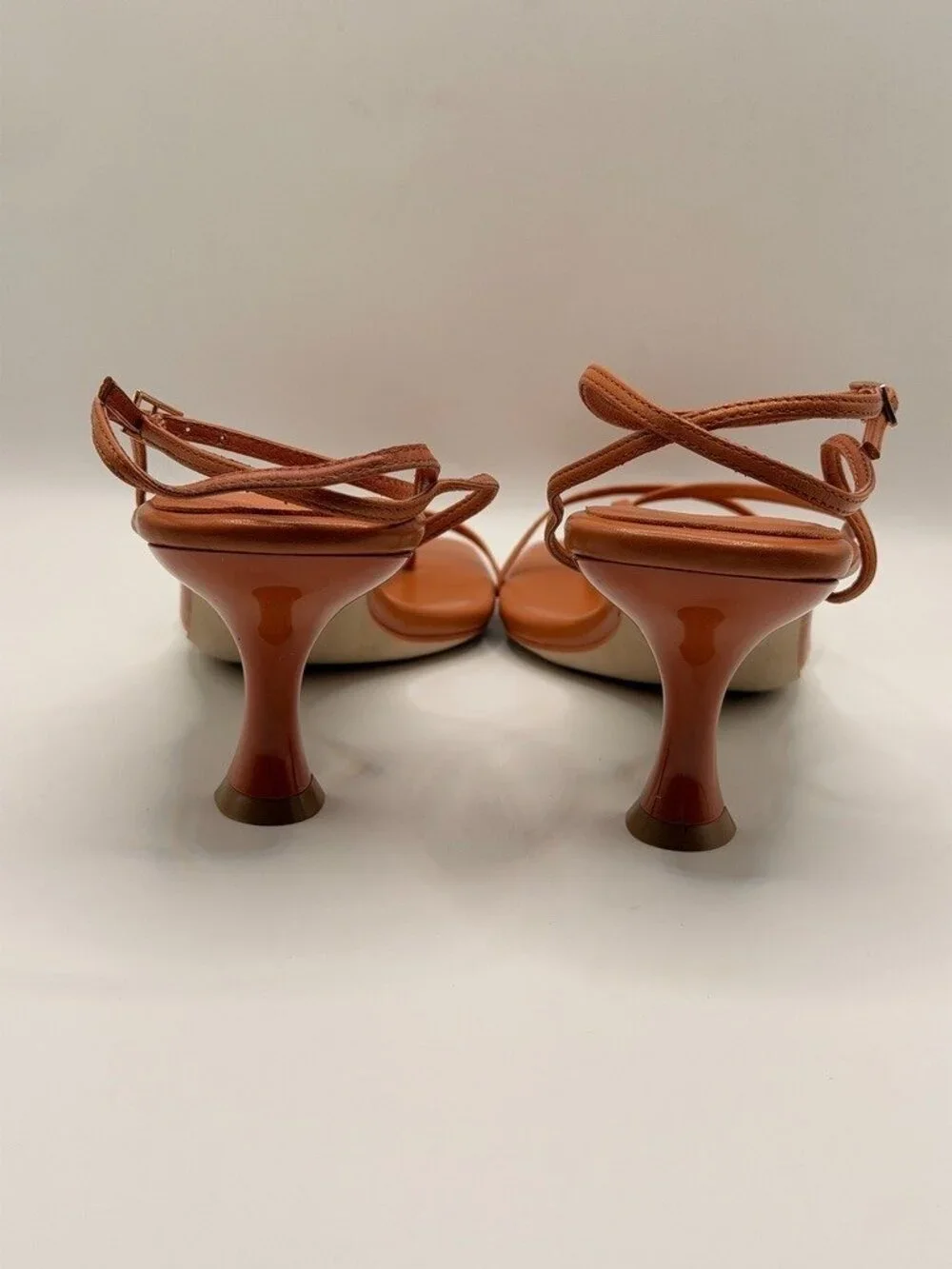 Jeffrey Campbell Women Fluxx Leather Burnt Orange Heel Sandal Sz 9.5